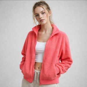 Urban Outfitters Bright Pink Fleece Zip Jacket NWT Size M